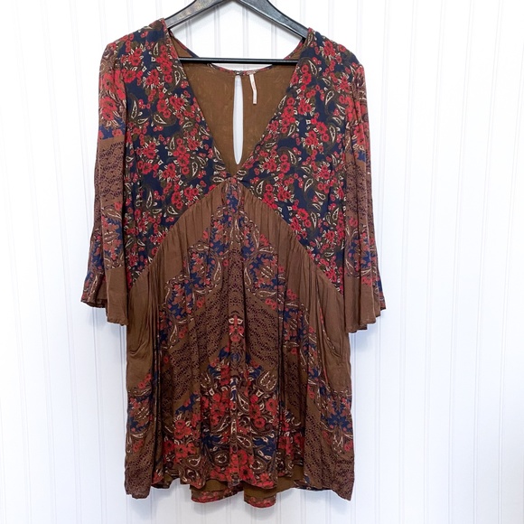 Free People Dresses & Skirts - Free People Paisley Floral 3/4 Sleeve Boho Dress